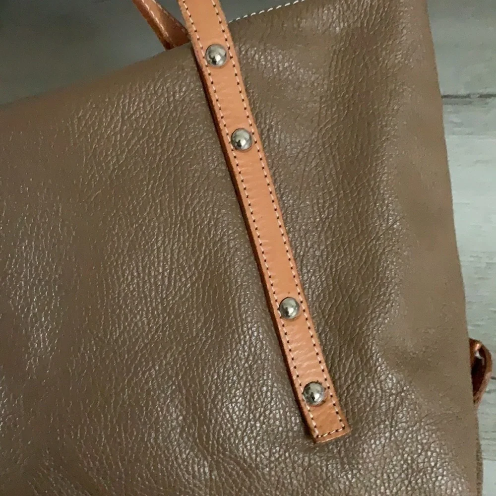 I Medici Firenze leather two‎ tones camel tote bag logo bohemian work